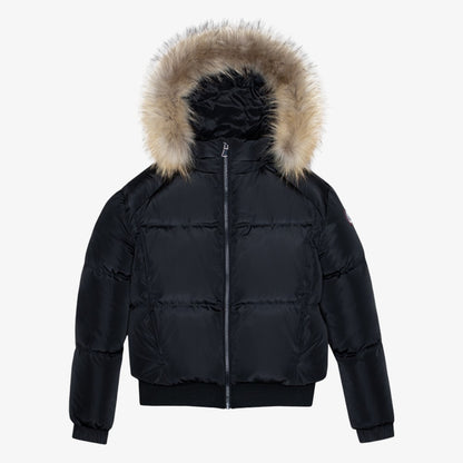 Shearling Collar Bomber - Black