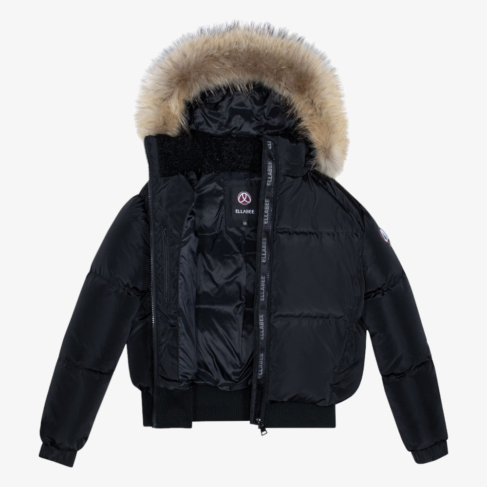 Shearling Collar Bomber - Black