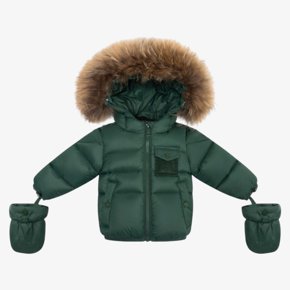 Fur Corduroy Coat - Green