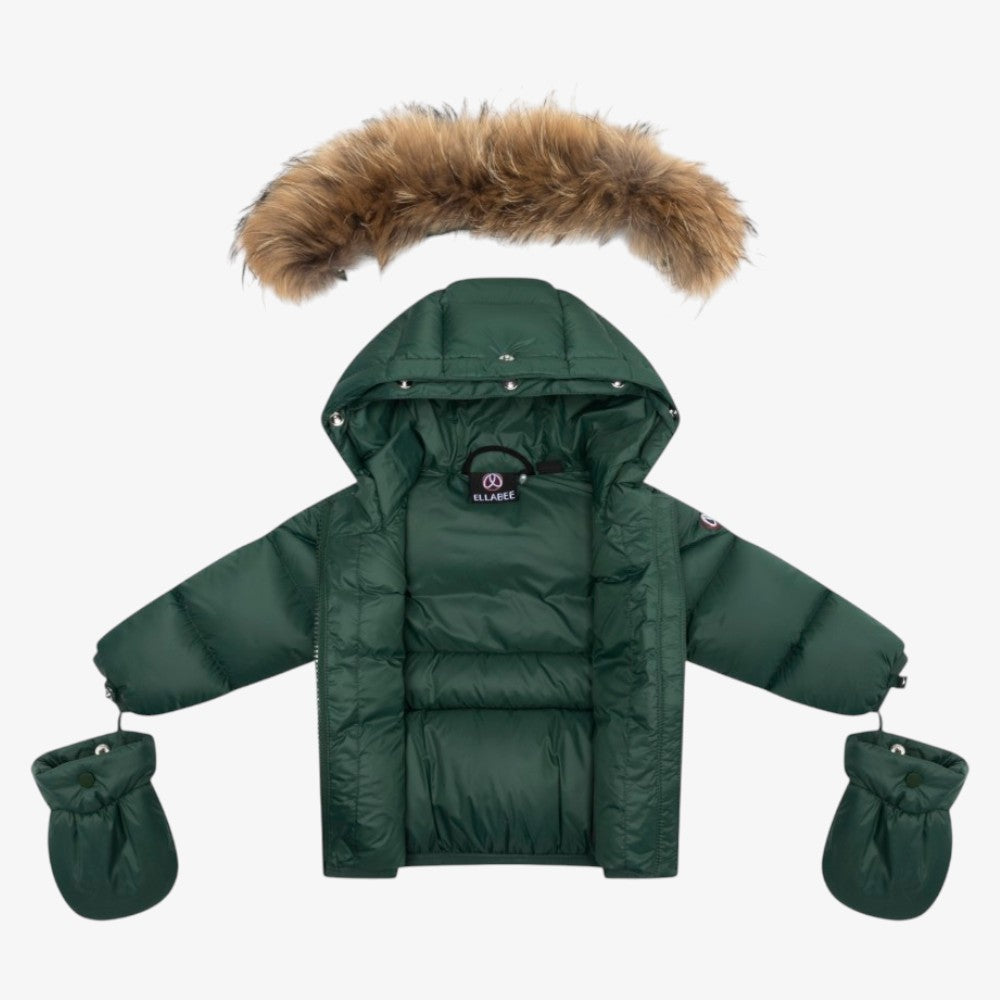 Fur Corduroy Coat - Green