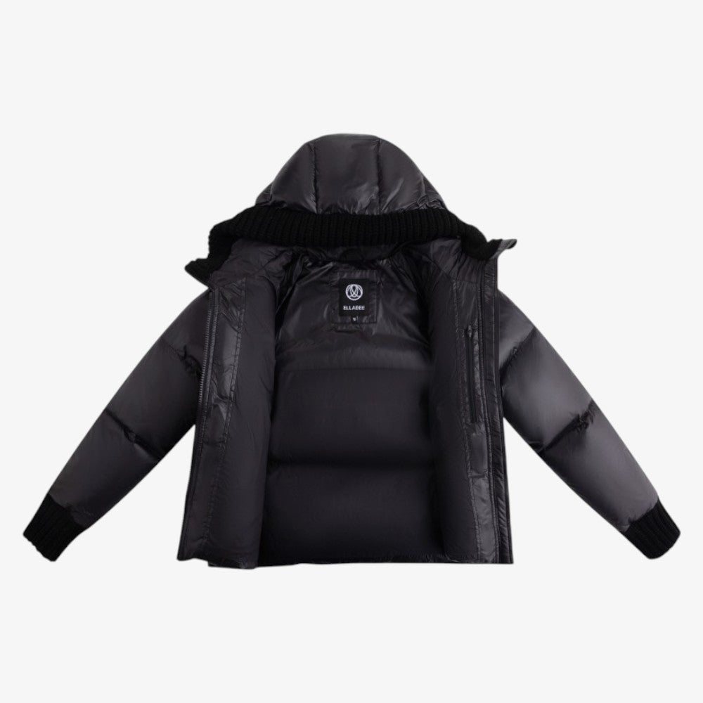 Knit Hood Puffer - Black