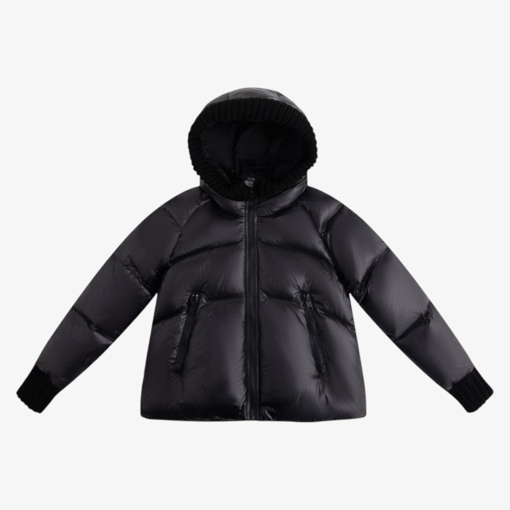 Knit Hood Puffer - Black