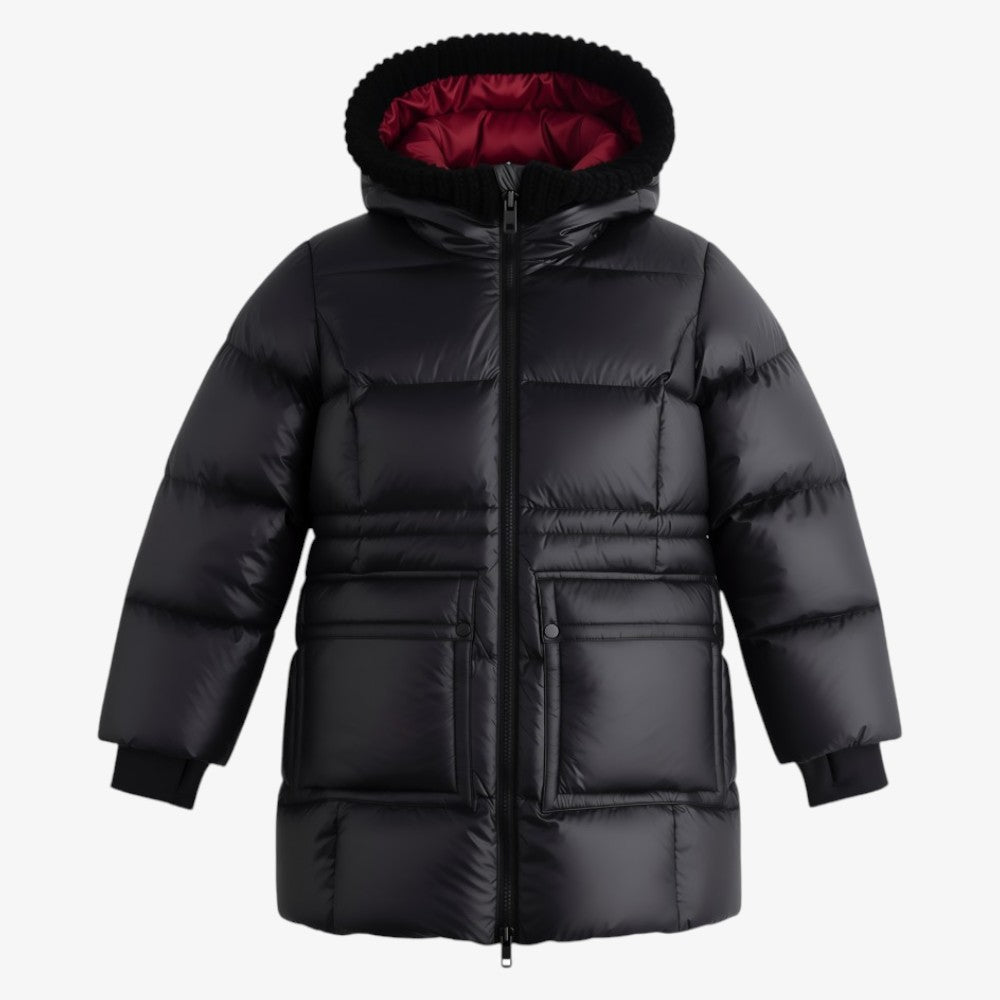 Long Jacket Knit Hood - Black