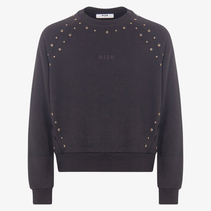 Fleece Stud Sweatshirt - Black
