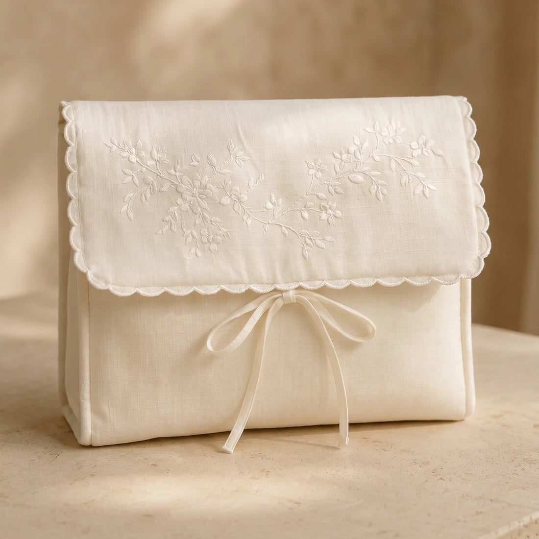 Embroidered Pouch - Ivory