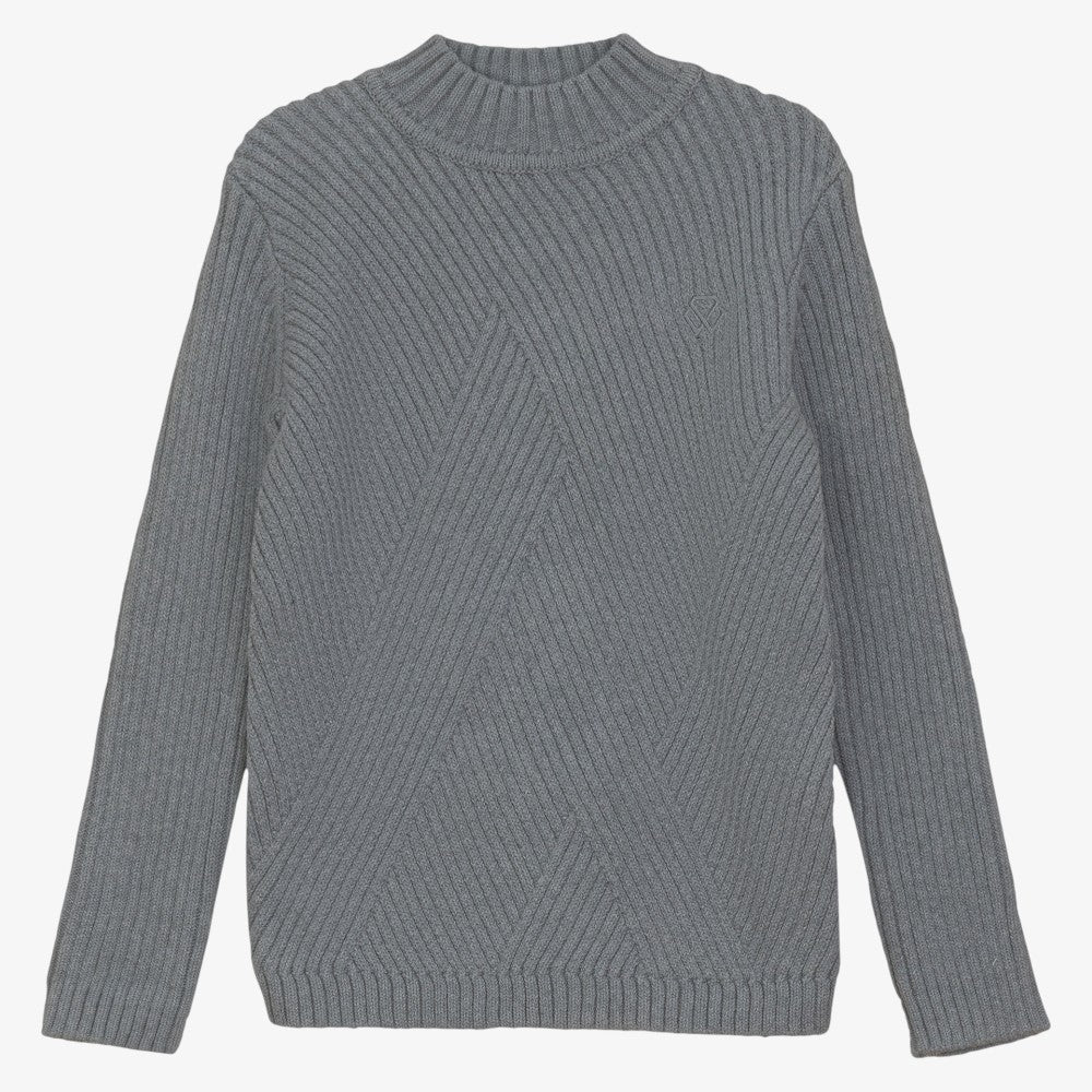 Diagonal Rib Sweater - Grey