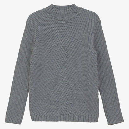 Diagonal Rib Sweater - Grey