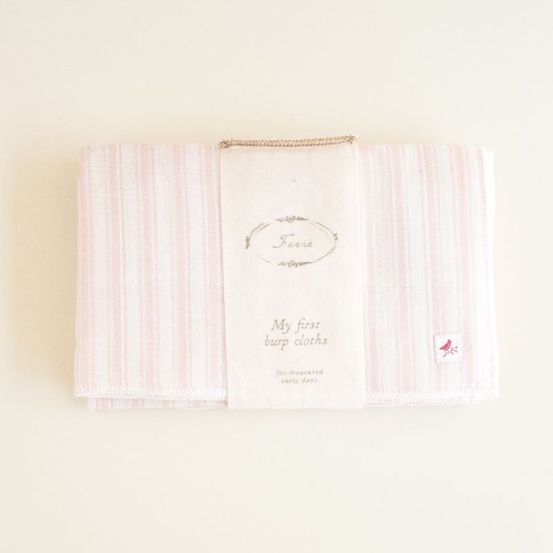 Ticking Burp Cloth - Pink