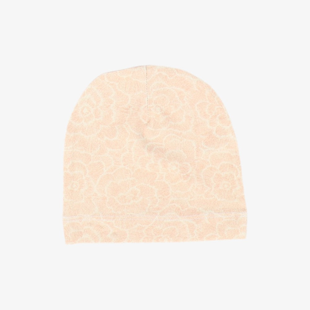 Flower Footie And Beanie - Peach