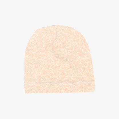 Flower Footie And Beanie - Peach