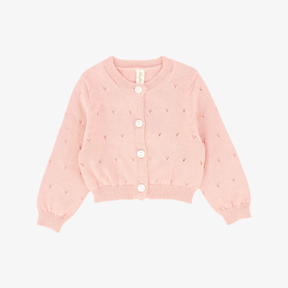 Pointelle Button Cardigan - Peach