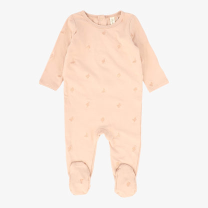 Embroidered Footie With Bonnet - Peach