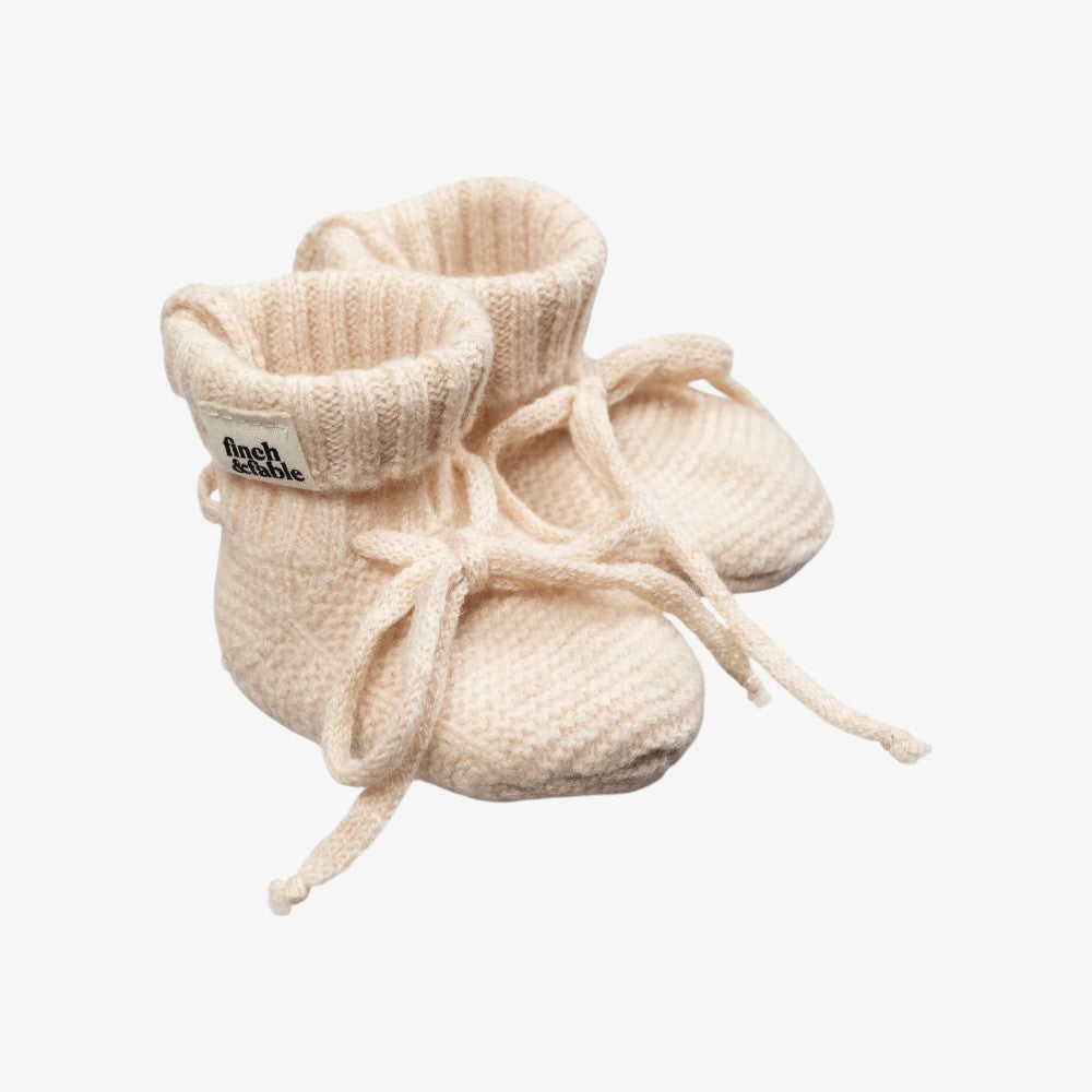 Wool Knit Booties - Milk