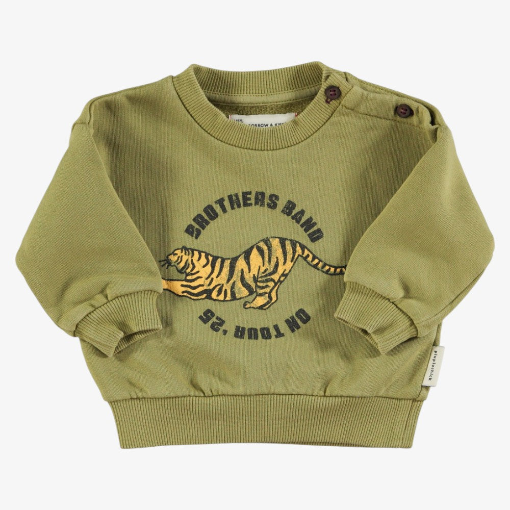 Tiger Print Sweatshirt - Olive