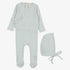 Fine Pointelle Footie And Hat - Sky Blue