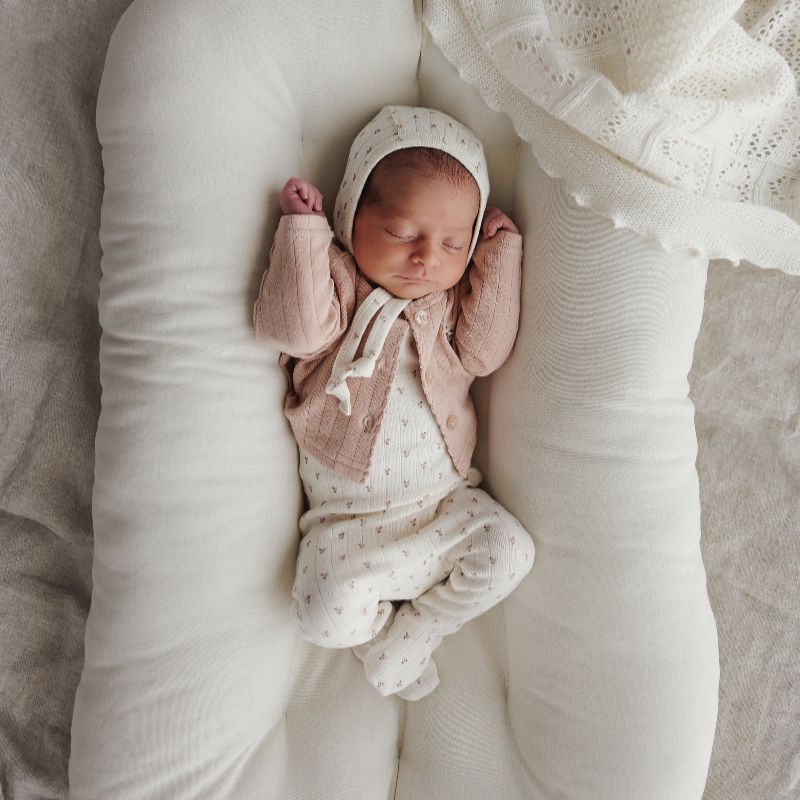 Floret Footie And Hat - Cream &amp; Pink