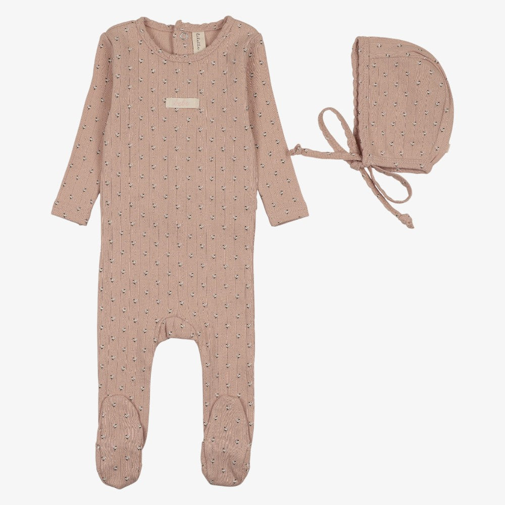 Floret Footie And Hat - Dusty Pink