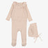 Pointelle Ruffle Footie And Hat - Petal
