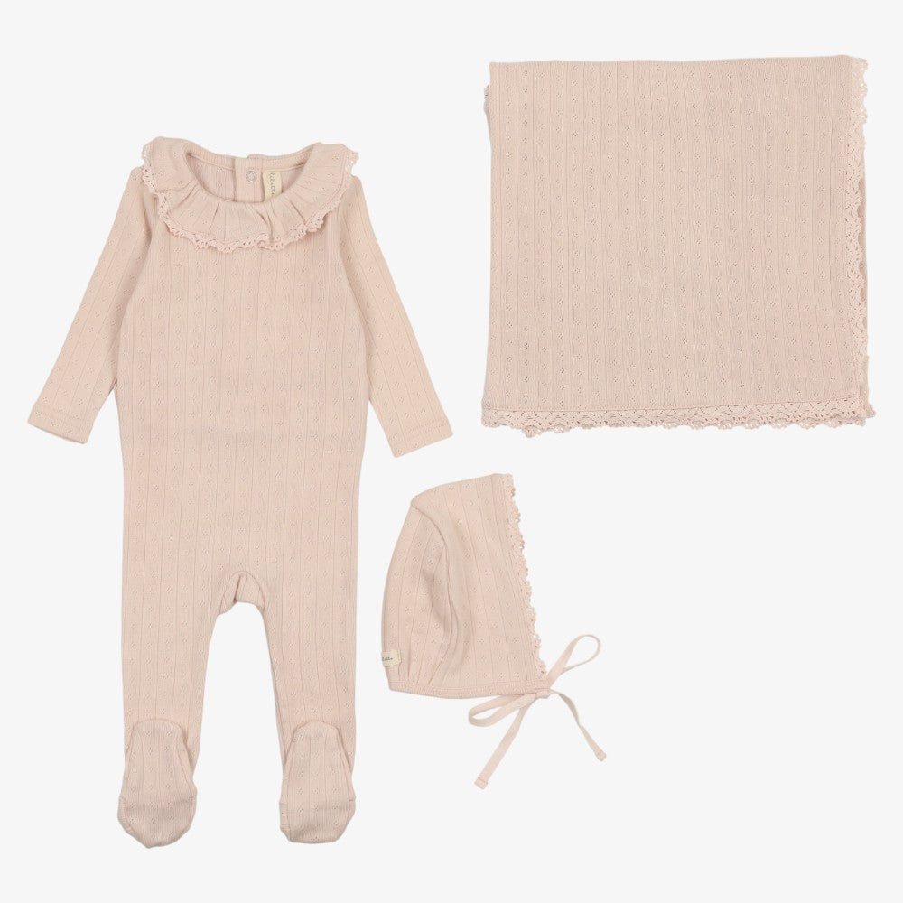 Pointelle Ruffle Take Me Home Set - Petal
