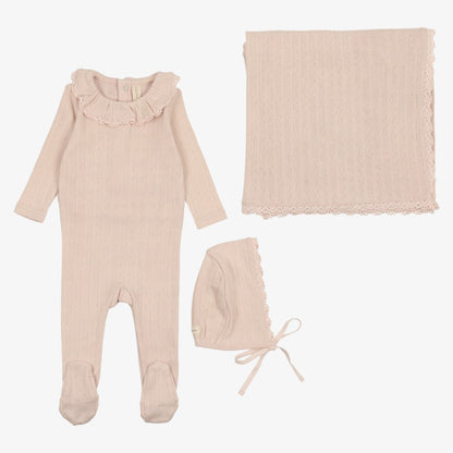 Pointelle Ruffle Take Me Home Set - Petal