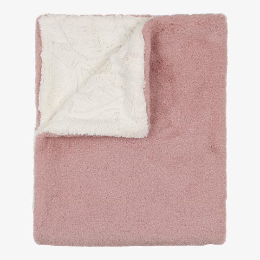 FLUFF FUR BLANKET - Mauve/natural