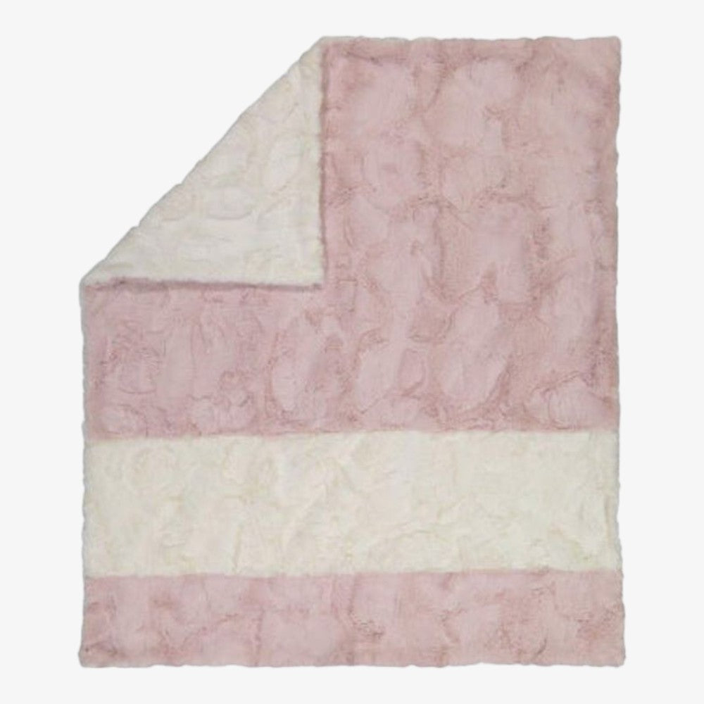 Peluche Single Stripe Blanket - Dusty Rose &amp; Natural