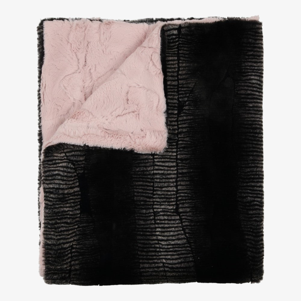 Peluche Stone Fur Blanket - Blackstone/rose