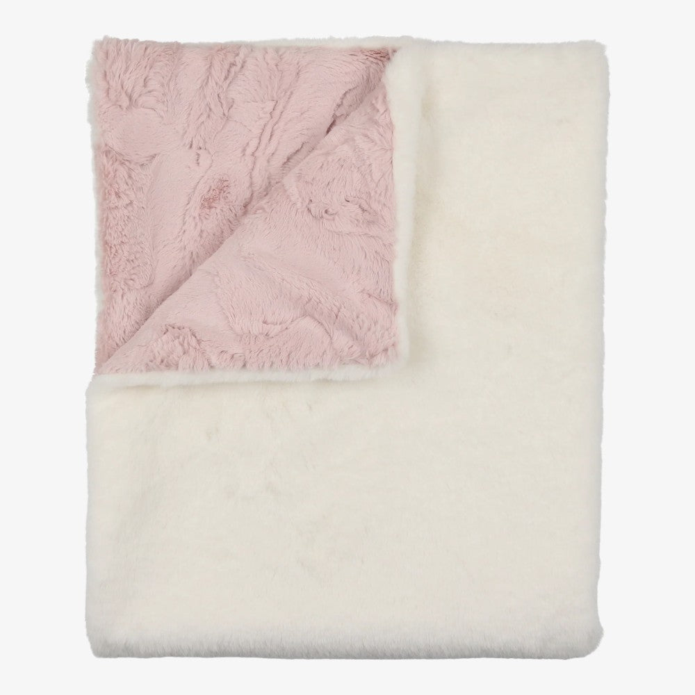FLUFF FUR BLANKET - Natural/rose