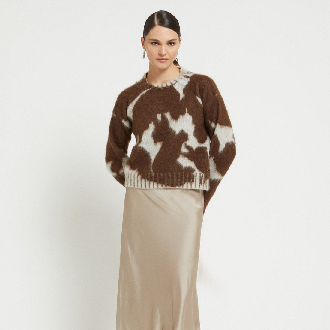 Printed Sweater - Brown