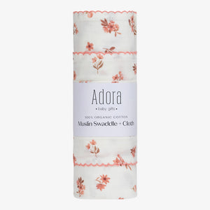 Floral Swaddle + Cloth - Pink