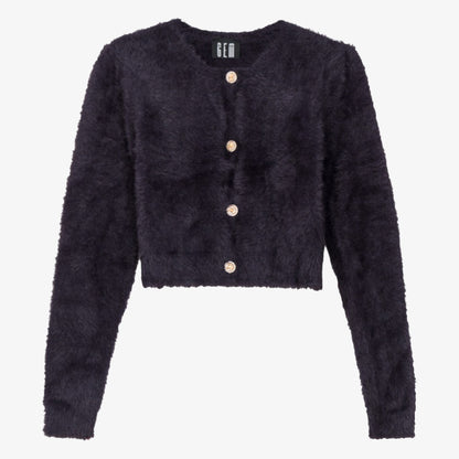 Furry Cardigan - Plum