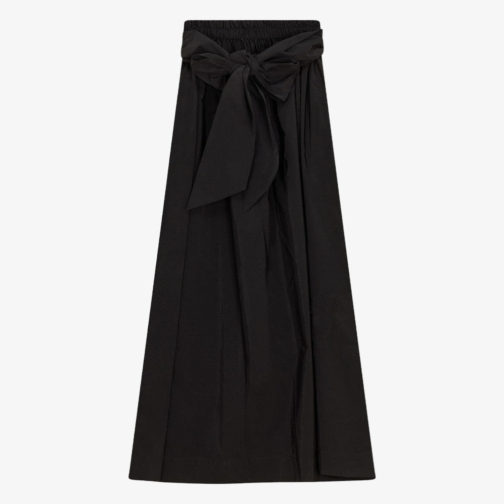 Belted Tafetta Skirt - Black