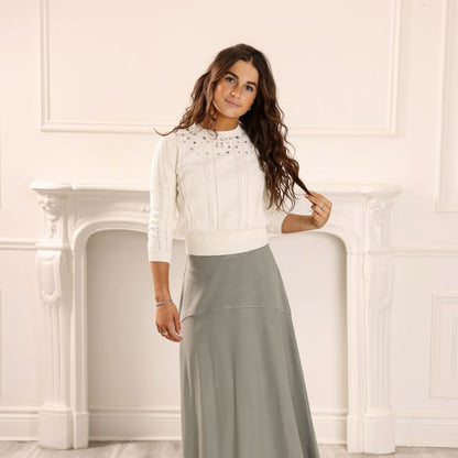 Rhinestone Sweater - Cream