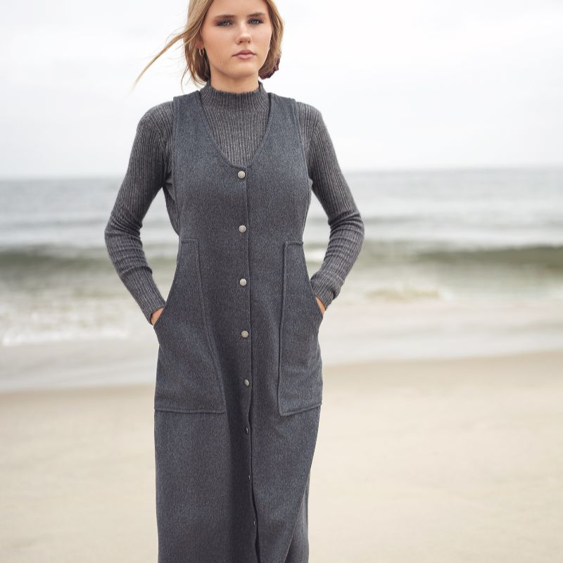 Wool Button Jumper - Grey