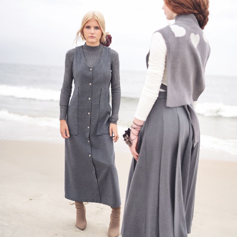 Wool Button Jumper - Grey