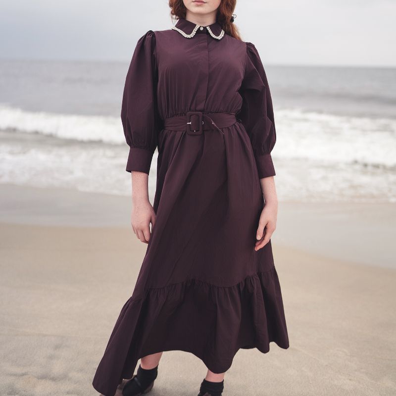 Gemstone Collar Dress - Fig