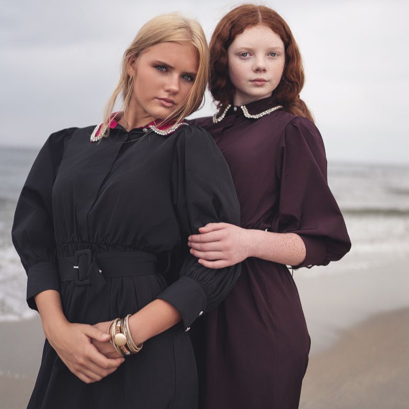 Gemstone Collar Dress - Fig