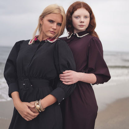Gemstone Collar Dress - Fig