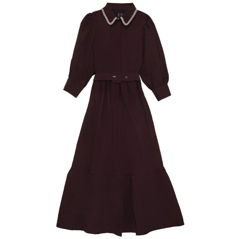 Gemstone Collar Dress - Fig