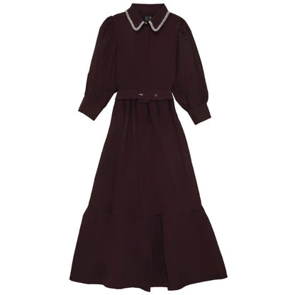 Gemstone Collar Dress - Fig