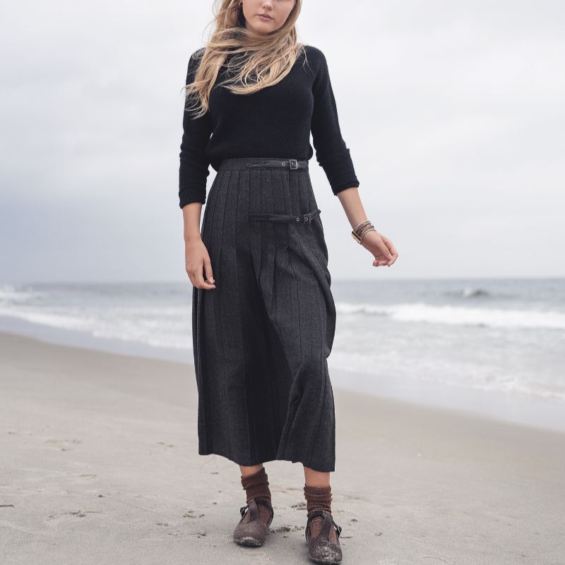 Pleated Skirt - Black &amp; Grey