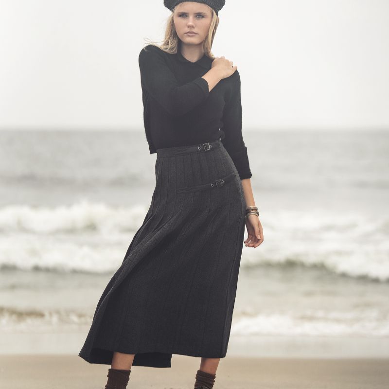 Pleated Skirt - Black &amp; Grey