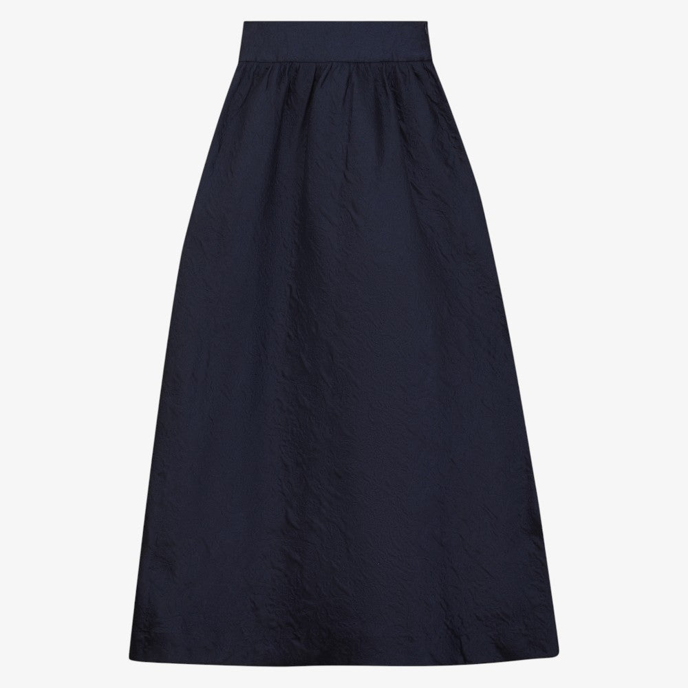 Bow Brocade Skirt - Navy
