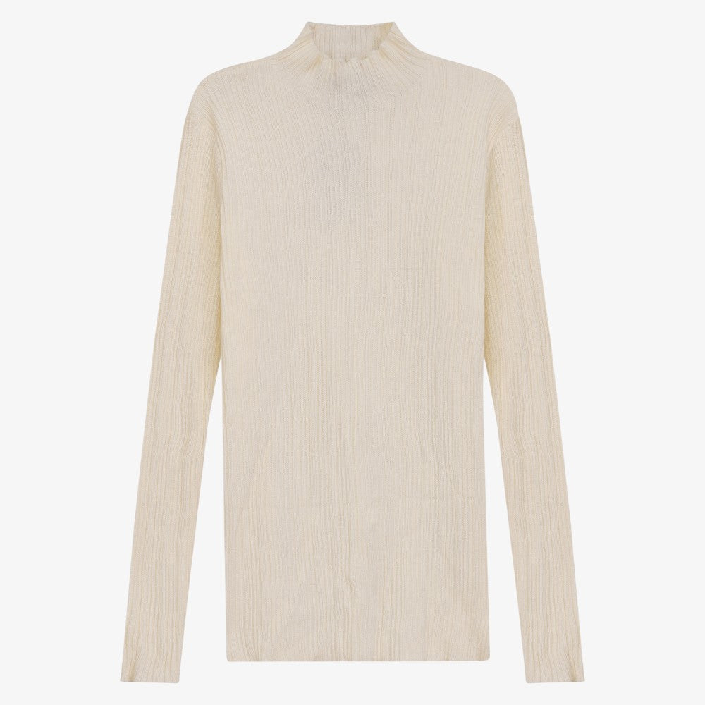 Ribbed Mock Neck Sweater - Cream