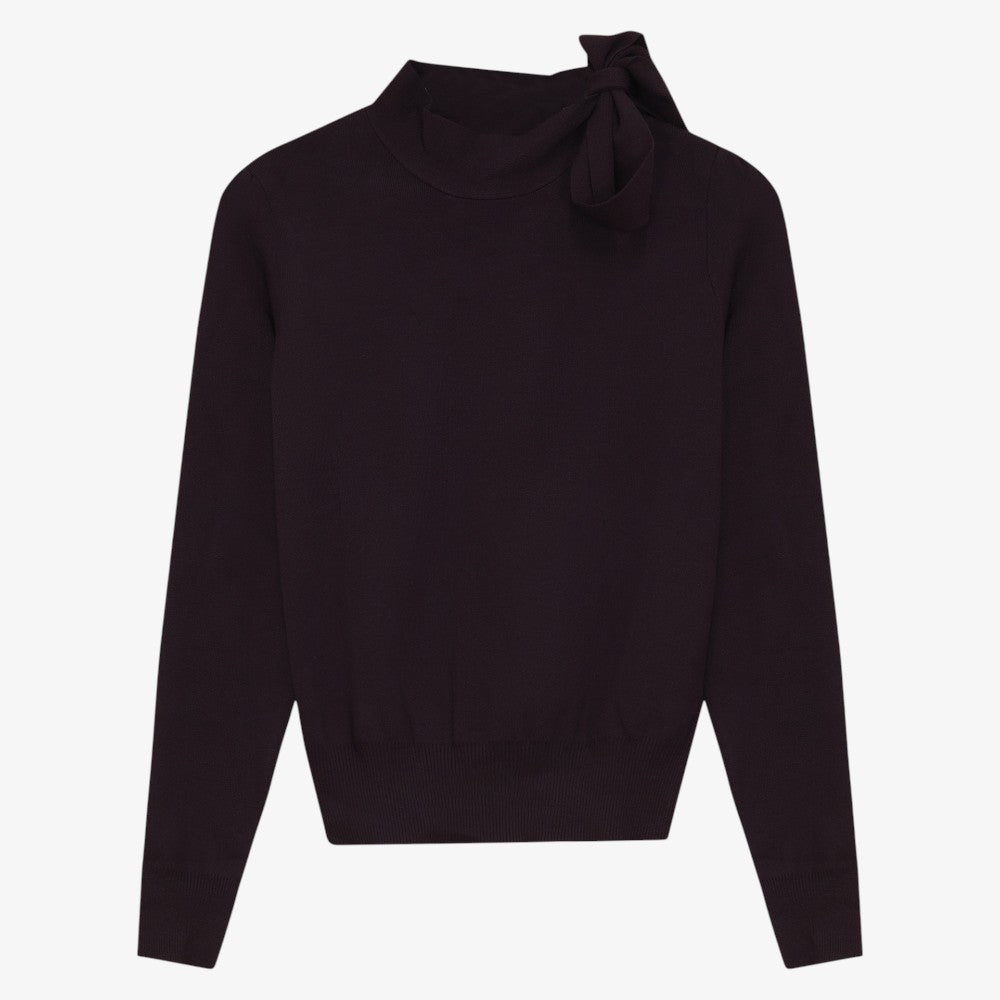 Tie Neck Sweater - Plum