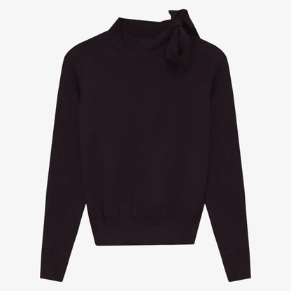 Tie Neck Sweater - Plum