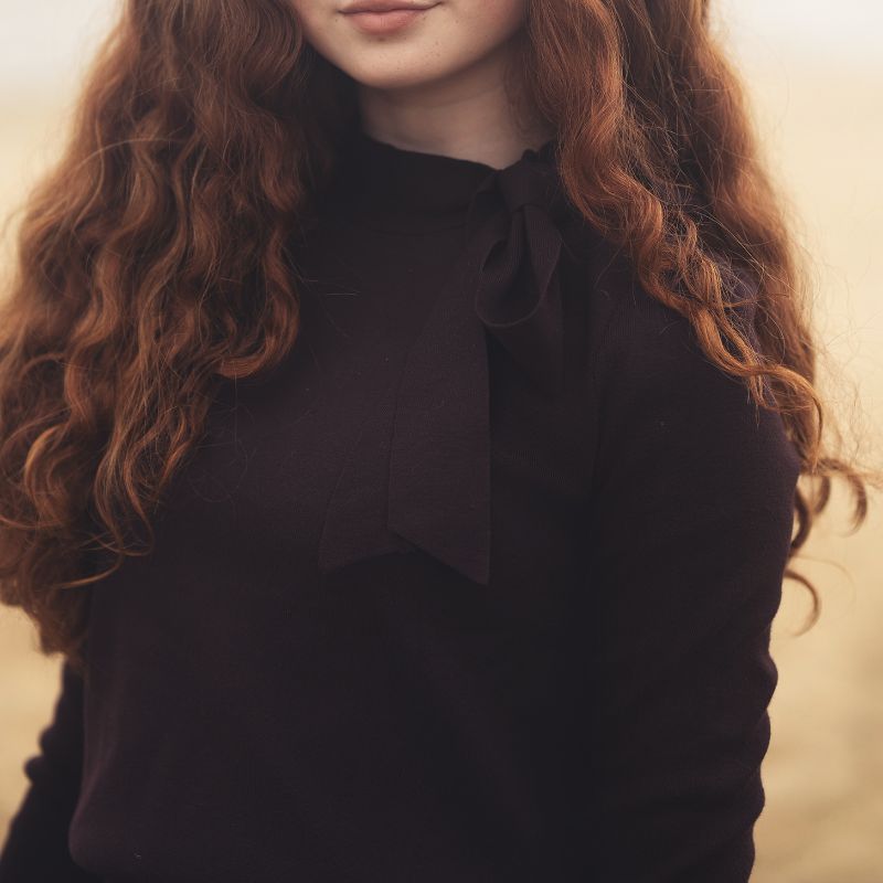 Tie Neck Sweater - Plum
