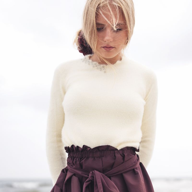 Furry Scallop Sweater - Cream