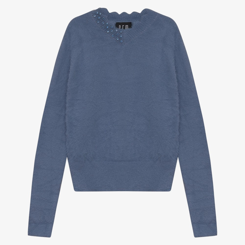 Furry Scallop Sweater - Teal