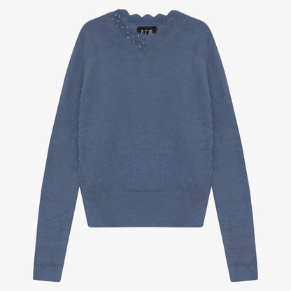 Furry Scallop Sweater - Teal